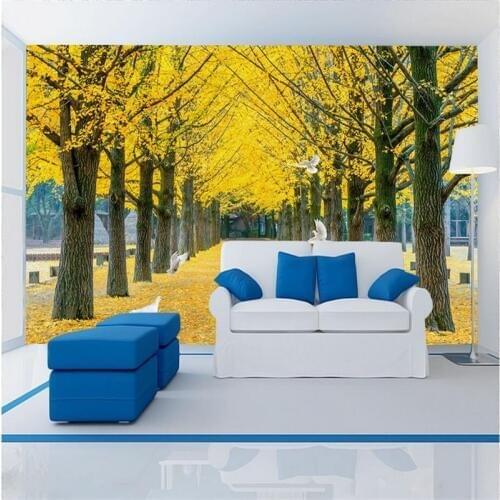 Gold Wallpaper Aisle Trees Trail Wallpapers for Walls Modern 3d Wallpaper TV Background Study Kitchen Wall Mural Wallpaper