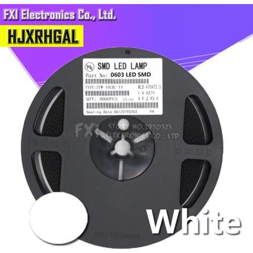 1Reel 4000pcs White 0603 SMD LED diodes light Hot sale