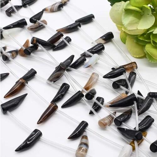 2strands/lot Natural smooth Black stripe ox horn Agate loose beads For DIY Bracelet Necklace Jewelry Making Strand 15"