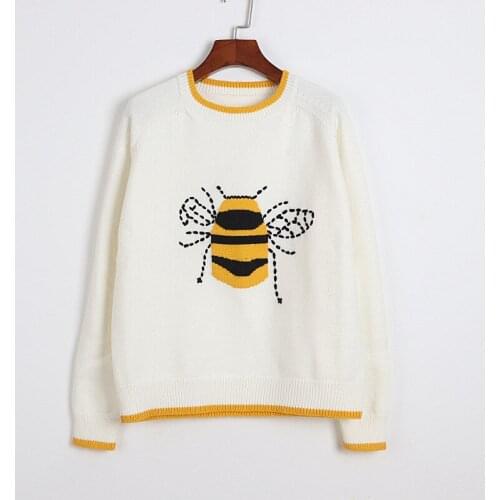 2021 Spring Sweater Pullover Flora White Sweater Womens High Quality Kint Sweater