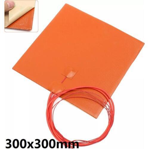 300mm X 300mm 400W@24V Silicone Heater 3D Printer Build Plate Heating Element with NTC3950 Thermistor, 3M Adhesive Back