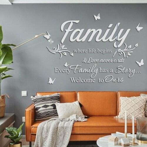 3D Wall Sticker Home Decor Family Butterfly Branch Combination Acrylic Mirror Sticker Mirror Wall Sticker Living Room Decor