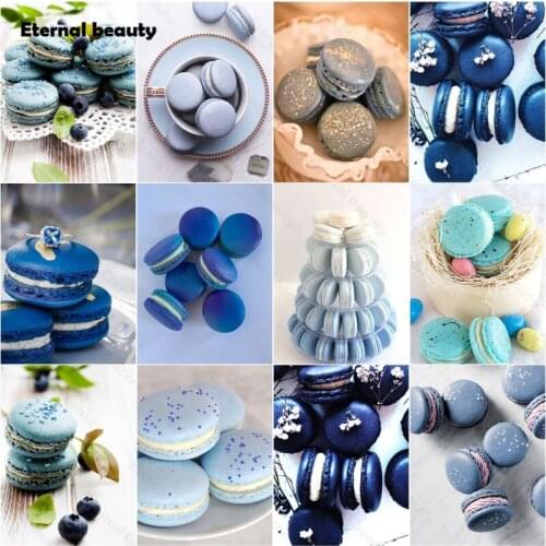 5D Diy Diamond Painting Blue Desert Macaron Cafe Restraunt Home Decor Cross Stitch Kits Diamond Mosaic Art Paintings Needlework