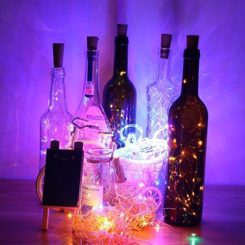 8 Colors 1M/2M LED Wine Bottle Cork Lights Copper Wire String Lights Wedding Festival Party Decor Lamp Wine Stopper