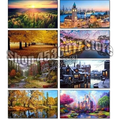 Landscape 5d Diy Diamond Painting Cross Stitch Diamond Embroidery Mosaic Forest castle Full Rhinestone Gifts Decor Wall Stickers