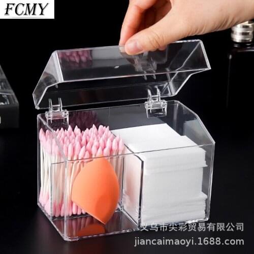 Acrylic Cotton Swabs Storage Holder Box Portable Transparent Makeup Cotton Pad Cosmetic Container Jewelry Organizer Case