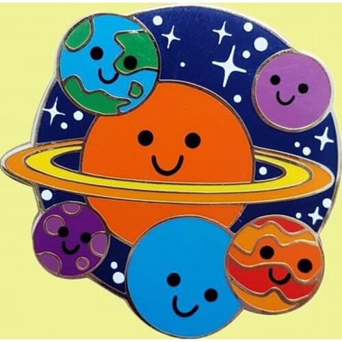 Cute Solar system Planets Galaxy Universe Space enamel pin Sun moon Earth Saturn Mars Jupiter brooch jewelry