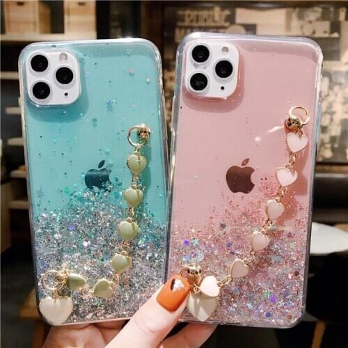 Case For OPPO Realme C11 C12 C15 X50 3 5 6 Pro X Find X2 A1K K1 Luxury Bling Star Lover Bracelet Chain Strap Phone Cover Funda