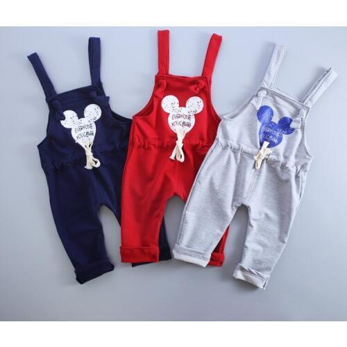 2019 Spring Baby Boys Girls Cartoon Pants Kids New Casual Denim Bib Pants Children Cartoon Trousers Toddler Legging Pants