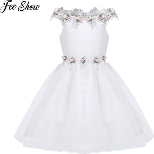 Baby Flower Girl Dress White Wedding Pageant Children Bridesmaid Gown Summer Girl Princess Party Dresses for Girls Clothes