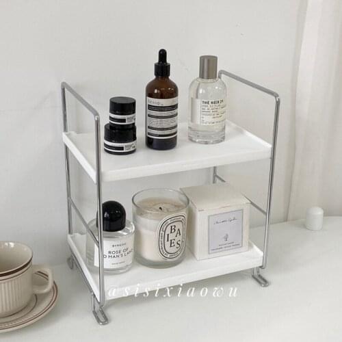 Double Metal Textured Desktop Shelf,Perfume Storage Rack,Cosmetics Corner Finishing Decoration Aromatherap Storage Tray