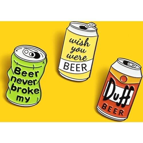 Three-color Beer Can Enamel Pin Fashion Brooch Denim Jeans shirts bags Celebrated fashion Jewelry Gift for Friends Children