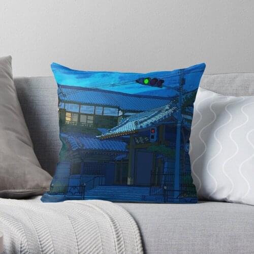 Blue Temple Nezu Throw Pillow Cushion Cover Polyester throw pillows case on sofa home living room car seat decor 45x45cm