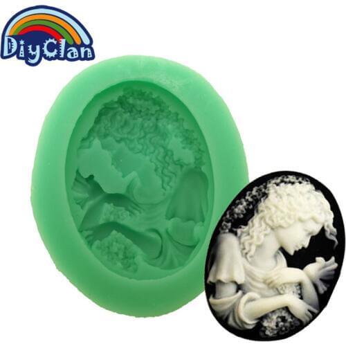 Hot cake molds 3D mini girl with peace dove silicone chocolate dame fondant mold sugar crafts tools kitchen baking F0025TX35