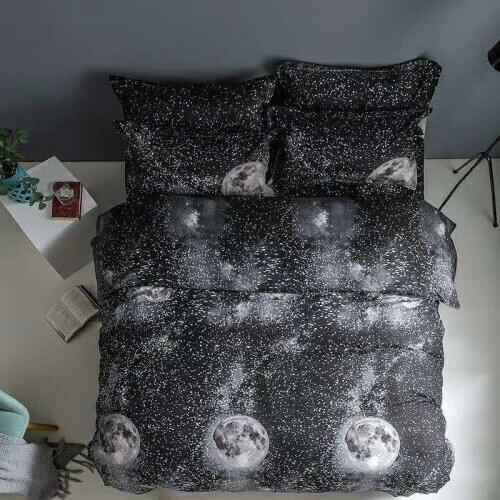 Black Starry Sky Pattern Bedding Set, 150× 200 Duvet Cover Set With Pillowcase, 210× 210 Quilt Cover
