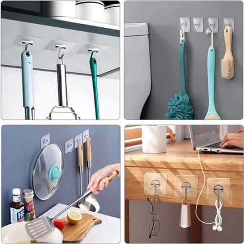 20/10 Pcs Strong Transparent Suction Cup Sucker Wall Hooks Hanger Kitchen Bathroom Wall-mounted Design Hanger Hook