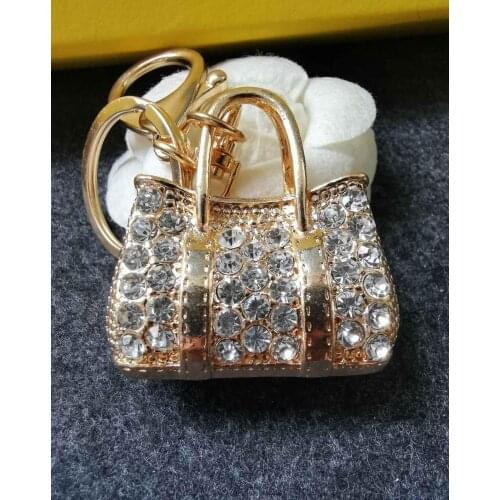 Min.15$ mix order Rhinestone handbag shoulder bag Keychain key ring zinc alloy diy decoration 47mm*45mm