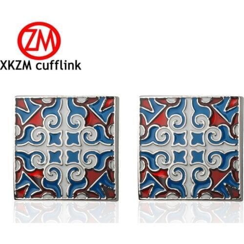 New arrival Luxury shirt Square blue pattern cufflink for mens Brand cuff buttons cuff links High Quality abotoaduras Jewelry