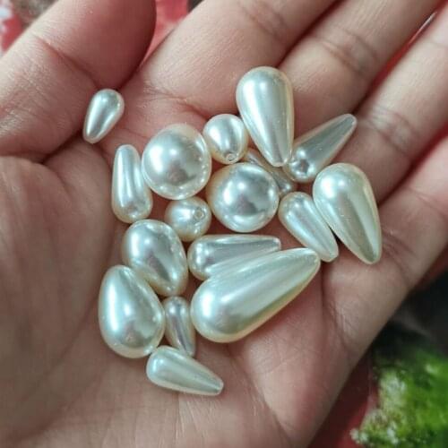 Wholesale Beige Water Drop Imitation Pearls with hole Handmade needlework Seed beads DIY Beads For Jewelry Making Supplies