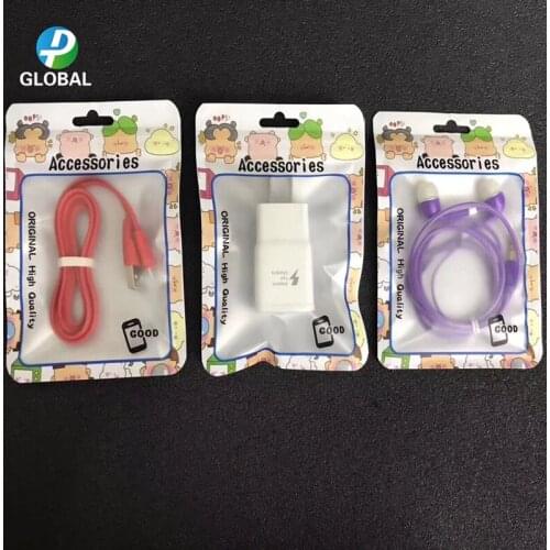 D&P 10.5*15cm Cute animals self sealing Plastic Packaging bags for bluetooth earphone headphone usb Cable line Small gifts pouch