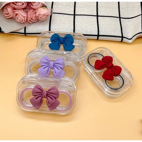 Transparent Flip Cover Contact Lens Box With Bow Tie Women Girl Contact Lense Case With Stable Supply Cute Contact Lens Cases