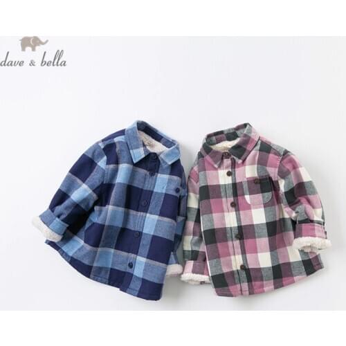 DB3842 dave bella winter baby boys plaid padded shirts infant toddler tops children high quality clothes