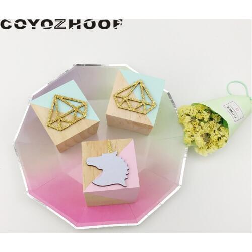 Nordic Wooden Square Unicorn Best Kids Toys Wedding Decorations Figurines & Miniatures Nordic Christmas Best Gifts