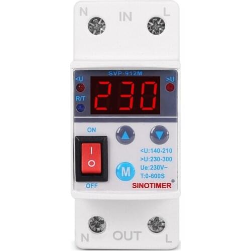 SINOTIMER SVP-912M 40A 220V Under Voltage Protector Relay Protective Overvoltage Protection ON/OFF Rocker Switch