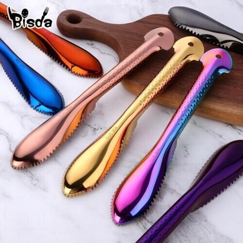 1Pc Stainless Steel Fish Scale Hangable Fish Cleaning Scraper Kitchen Utensils Fishing Scale Brush Remover