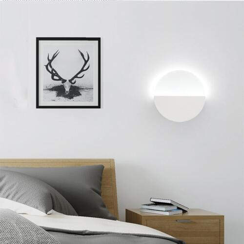 Modern Moon Wall Led Lamp for Home Black White Mount Nordic Sconce Wall Light Round Bedroom Light Hotel Bedside Aplique Pared