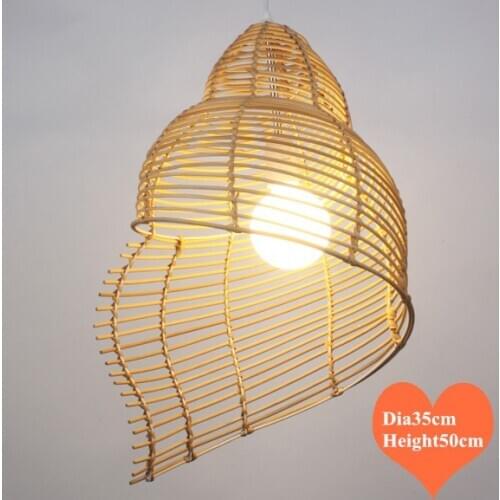Modern hand knitting rattan art Pendant Lights Southeast Asia rustic snail design E27 LED lamp for porch&parlor&stairs LHDD031