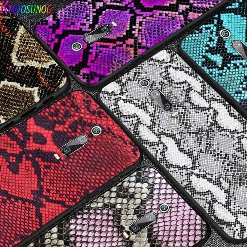 Snakeskin Texture For Xiaomi Redmi 4X 5 5A 6 6A 7 7A K20 8 8A GO 10X Plus Pro (4G/5G) Silicone Soft Black Phone Case