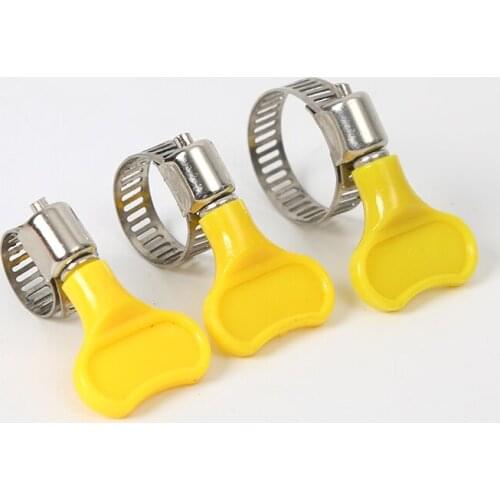 5Pcs Homebrew Pipe Clamp Fit 6mm ~ 29mm O.D Tube Plastic Handle Stainless Steel butterfly Hose Clamp B141