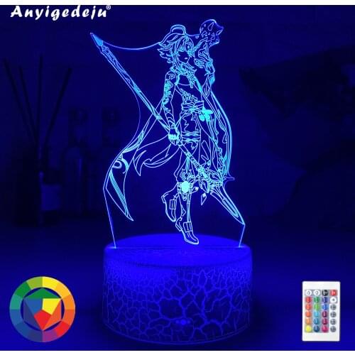 Genshin Impact Night Light 3D Illusion Lamp Hot Game Light for Bedroom Decor LED Light Atmosphere Bedside Night Lamps Kids Gift