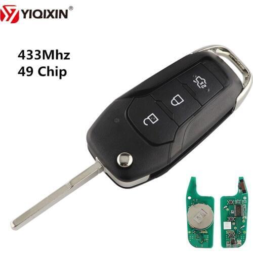 YIQIXIN 3 Button Folding Remote Control Car Chip 49 433Mhz Key Special Modification Anti-Theft Key For Ford Furus Mondeo Focus