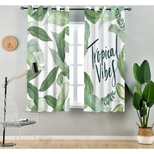 Curtain Panels for Living Room Window Curtain Blackout Curtains For Bedroom Green Leaves Treatments Draperies Finished Blinds