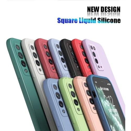 Straight edge Liquid Silicone Case for Huawei P30 P40 Lite Nova 5T 3 3i Honor 8X 10 10i 20 Pro Lite Soft Square Cute Casing