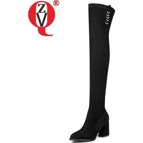 ZVQ Women winter Fashion New Style Good Qualtiy Leisure High boots Suede rhinestone ring decoration Round Toe Solid color