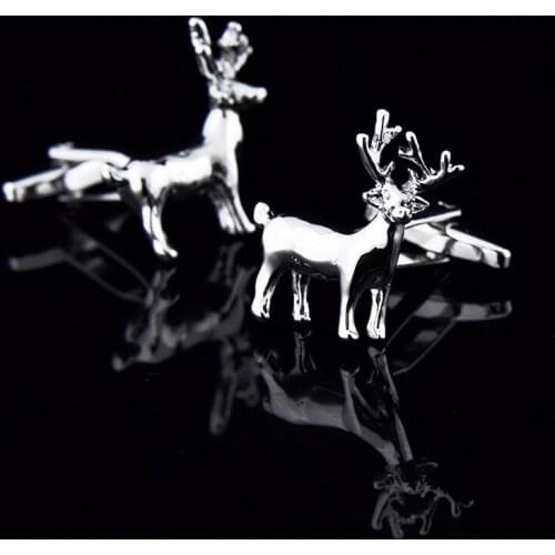 1 Pairs Elk Sleeve Nails Mens Shirt Cufflinks Silver Cuff Links Buttons Jewelry Clothing Accessories For Christmas Present