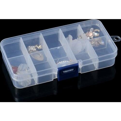 10 Grids Plastic Storage Jewelry Box Compartment Adjustable Container for Beads earring box for jewelry rectangle Box Case