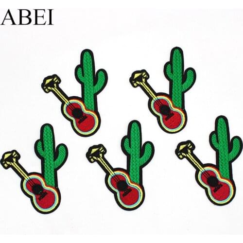 10pcs/lot Clothes Embroidered Patches Iron on Appliqued Cartoon Guita Stickers Coats Jeans Bags Decoration Logo Sewing Patchwork