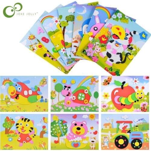 10 designs/lot 3D EVA Foam Sticker DIY Cartoon Animal Puzzle For Children Kids Multi-patterns Styles Toys for Children Gift WYQ