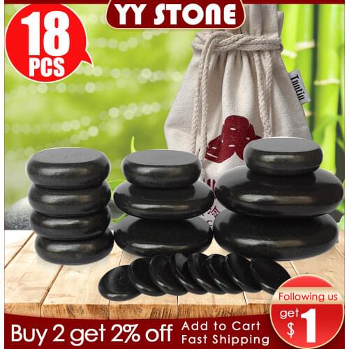 18pcs/set TONTIN Hot Massage Energy Body Stone set Salon SPA with Thick Canvas Bag Healthcare Relieve Stress Back Pain