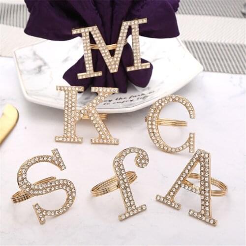 2PCS/Metal letters inlaid diamond-like napkin ring table top decoration Western food etiquette decorations for formal dinners an