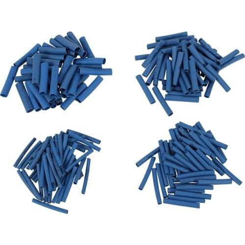 200pcs 4 Sizes Polyolefin Heat Shrink Tubing Cable Sleeve Blue