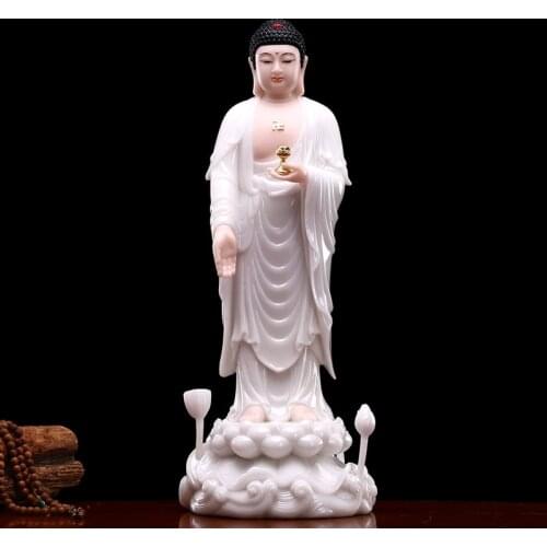48cm large high grade jade Amitabha Sakyamuni RU LAI buddha statue Asia family safety healthy protection HOME Shrine Sculpture