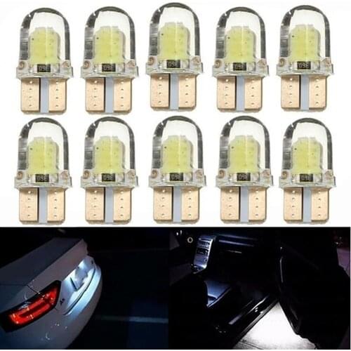 70% Dropshipping!!10Pcs White LED T10 W5W COB Canbus Silicone Car License Plate Light Lamp Bulbs