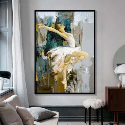Abstract Ballerina Oil Paintings on Canvas Dancing Girl Wall Art Posters and Prints Cuadros Picture for Home Decoration No Frame
