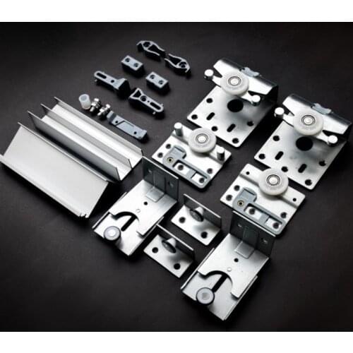 The wardrobe sliding door accessories heavy pulley hanging door wheel hanging cabinet hardware door rail Aluminum Alloy on track