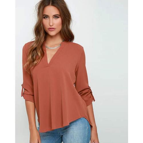 Plus Size Women Chiffon Blouses Sexy Deep V-Neck Long Sleeve Blusa Loose Women Shirt Fashion Casual Tops